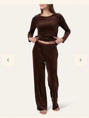 #348. Ellie Lounge Pajama Set In Coffee Bean $170 msrp